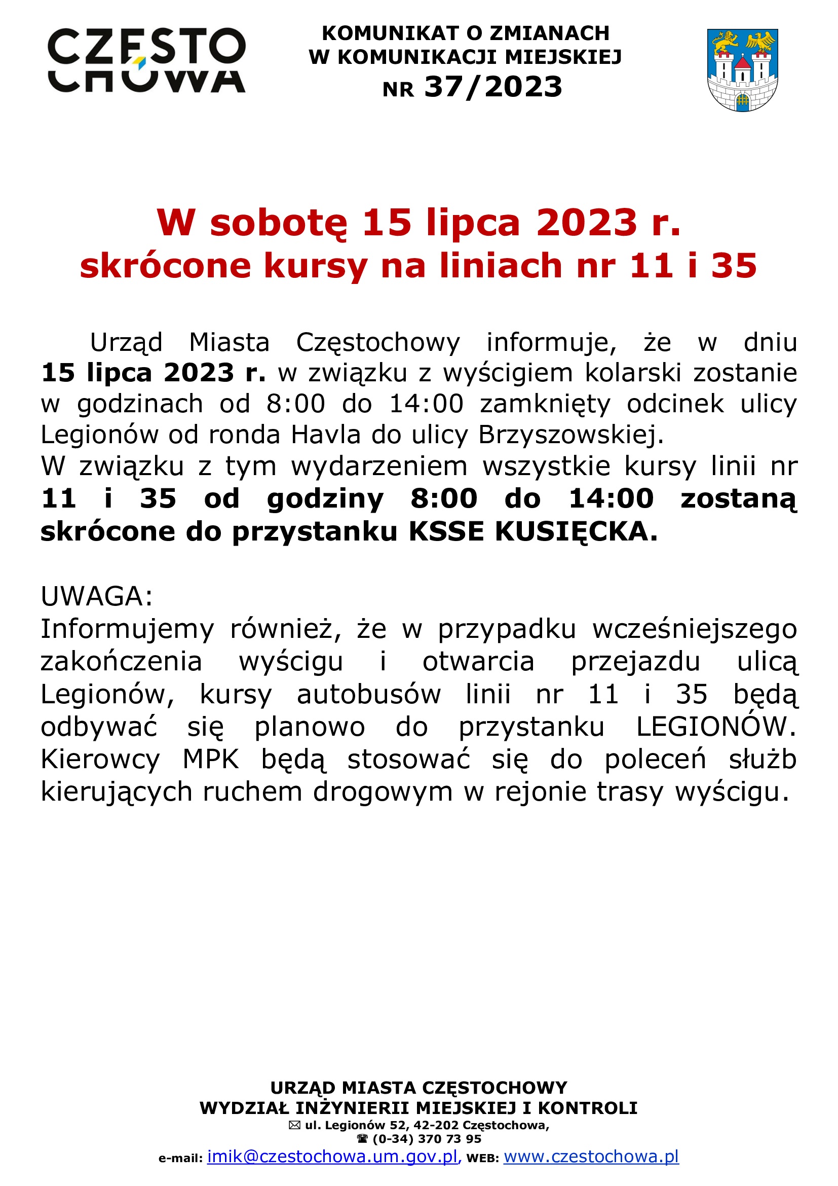 37-komunikat-wyścig-kolarski-ul--Legion&oacute;w