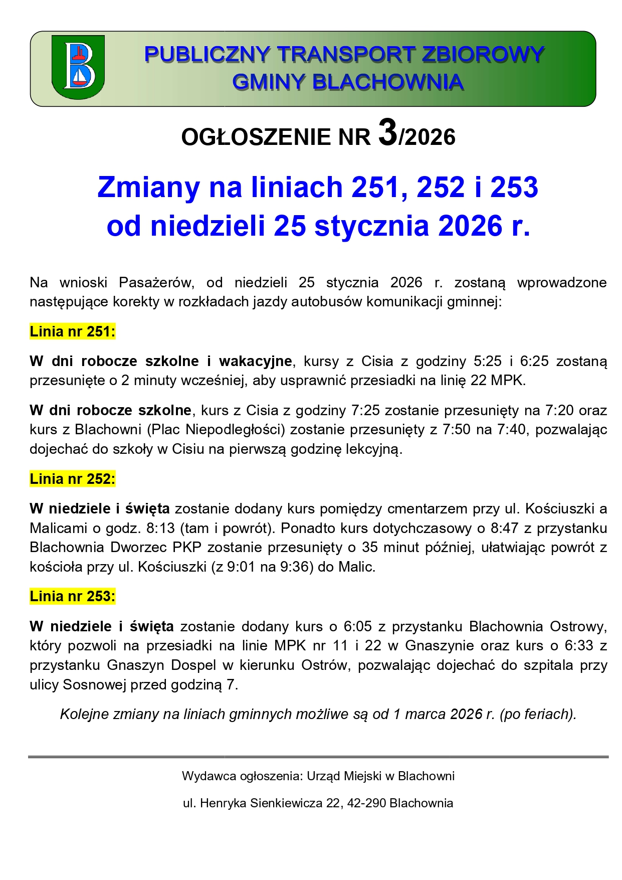 Zmiany na&nbsp;liniach 