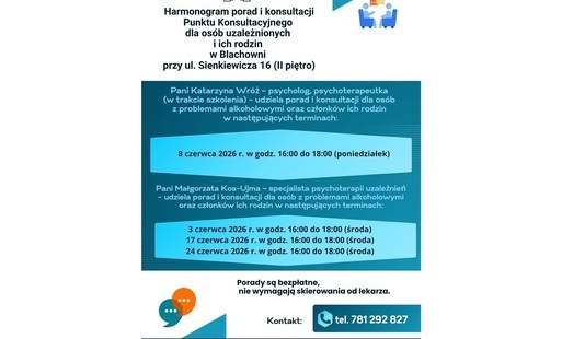 Harmonogram porad i konsultacji Punktu Konsultacyjnego dla osób uzależnionych i ich rodzin w Blachowni przy ul. Sienkiewicza 16(4).jpg
